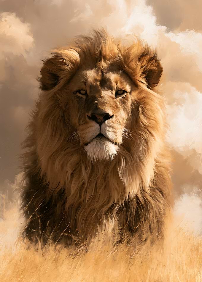 Majestic Lion in Golden Savannah