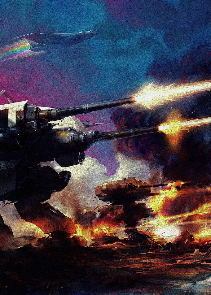 Futuristic Mech Battle Scene