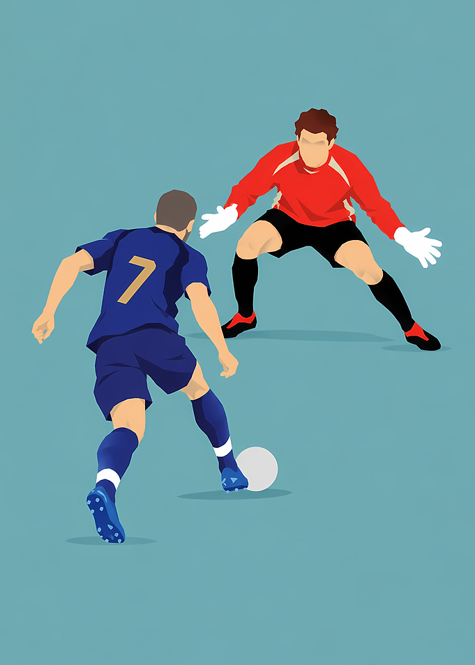 Soccer Player Attacking Goalkeeper Illustration