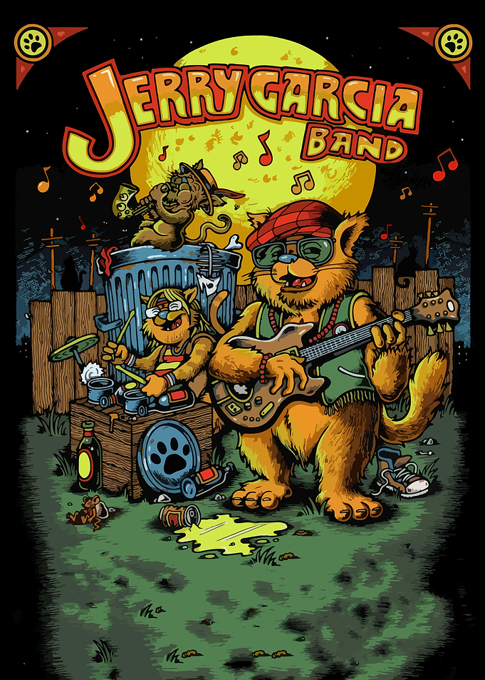 Jerry Garcia Band Cat Musicians Poster