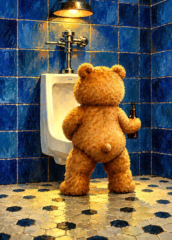 Ted Bear at the Urinal