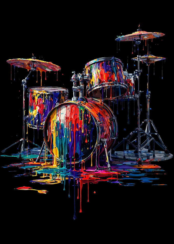 Colorful Paint Drip Drum Set