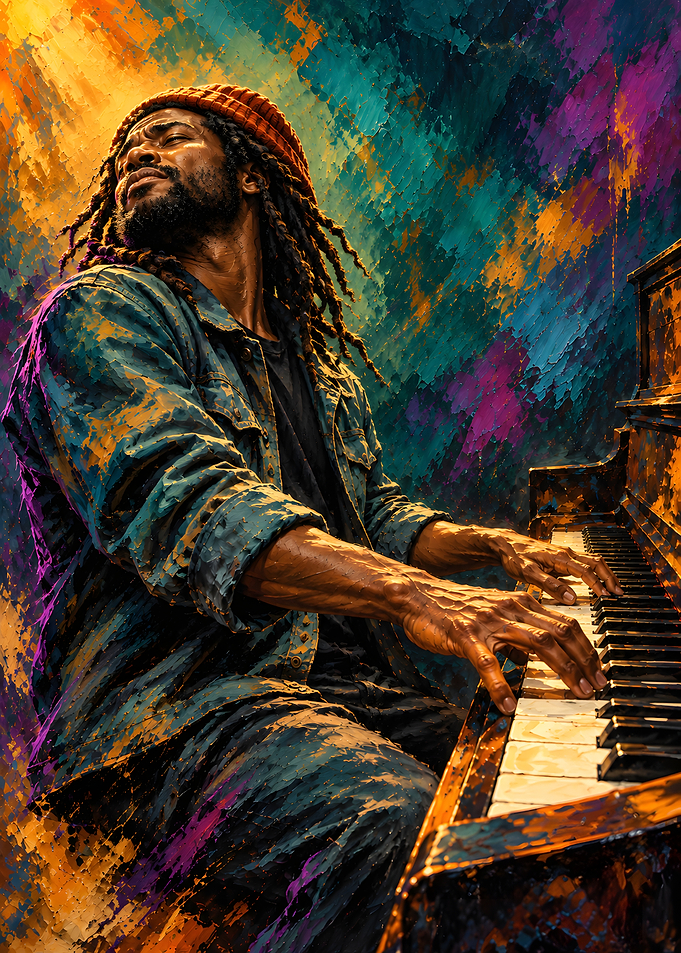 Soulful Musician Playing the Piano