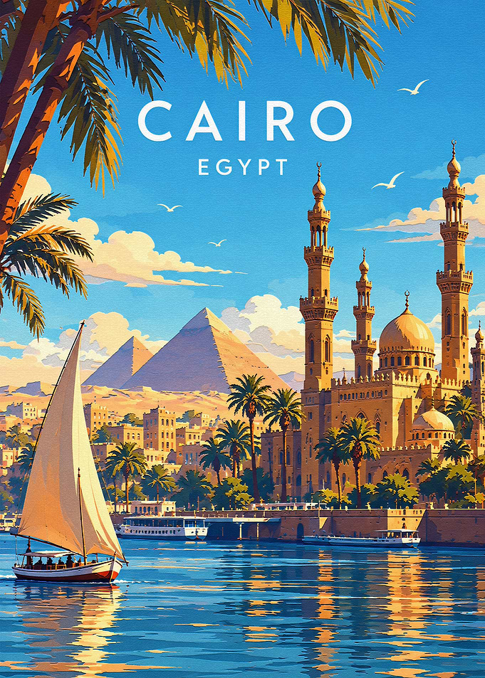 Vintage Travel Poster of Cairo Egypt