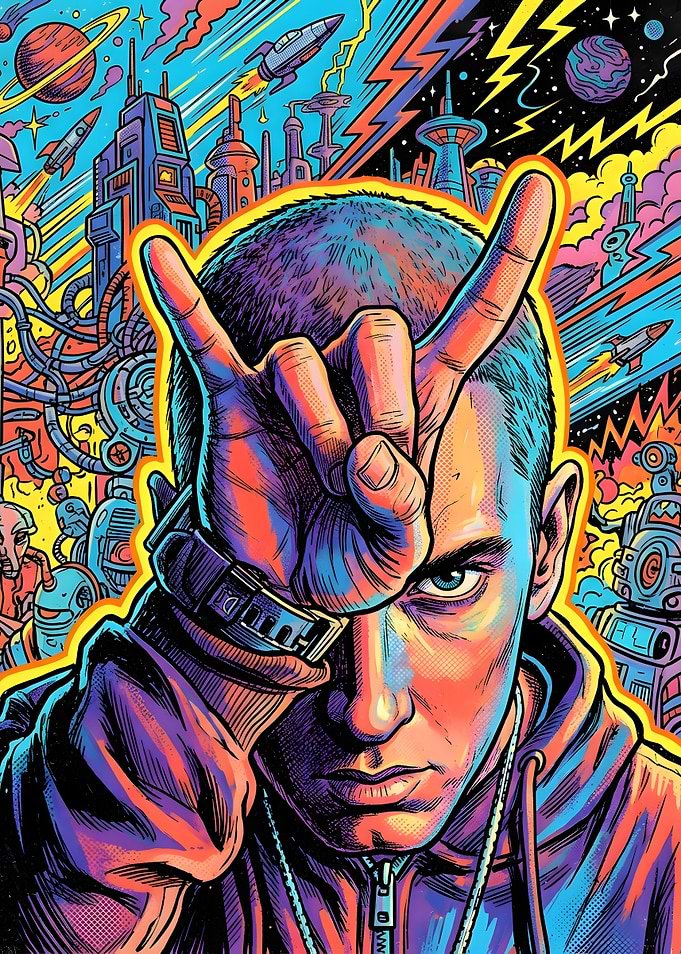 Eminem Psychedelic Space Portrait