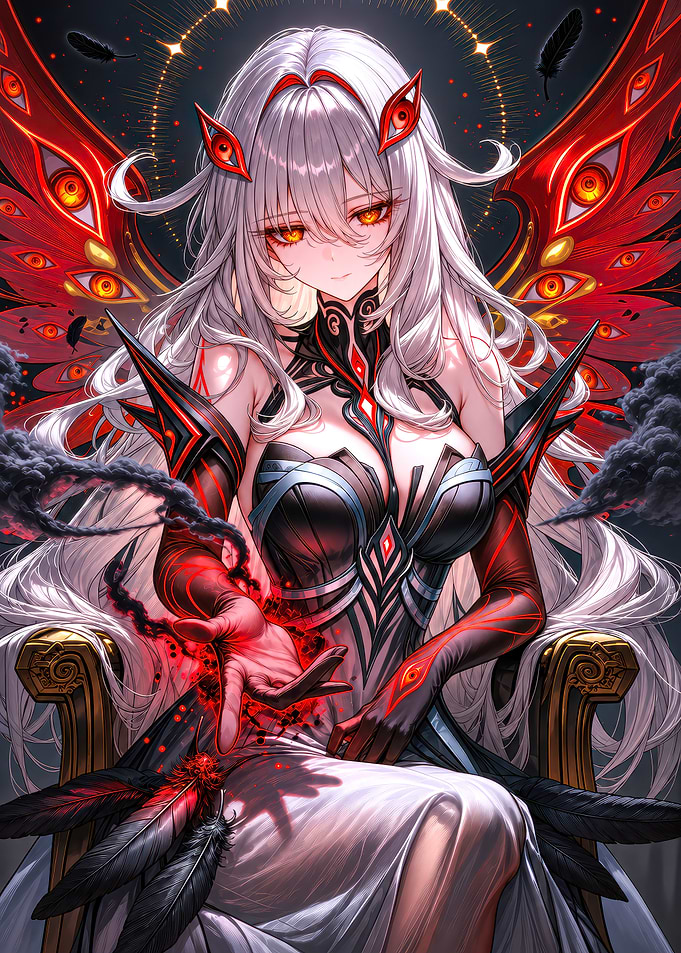 Ethereal Angel with Red Eyes