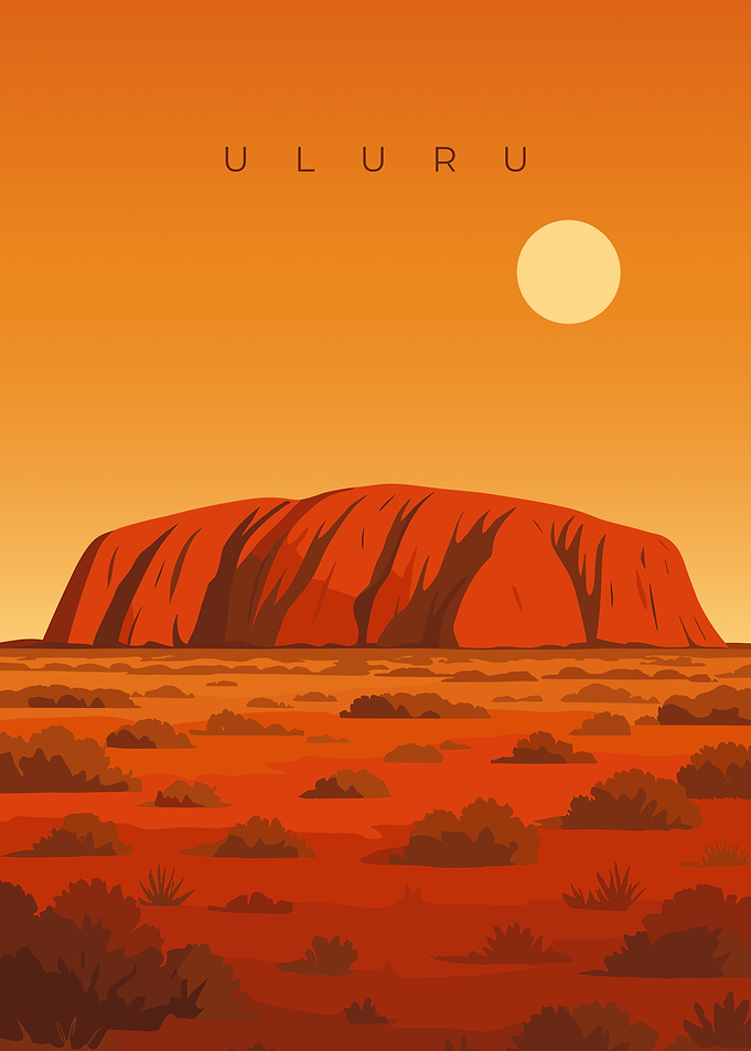 Uluru Ayers Rock | Minimal Vintage Travel Poster