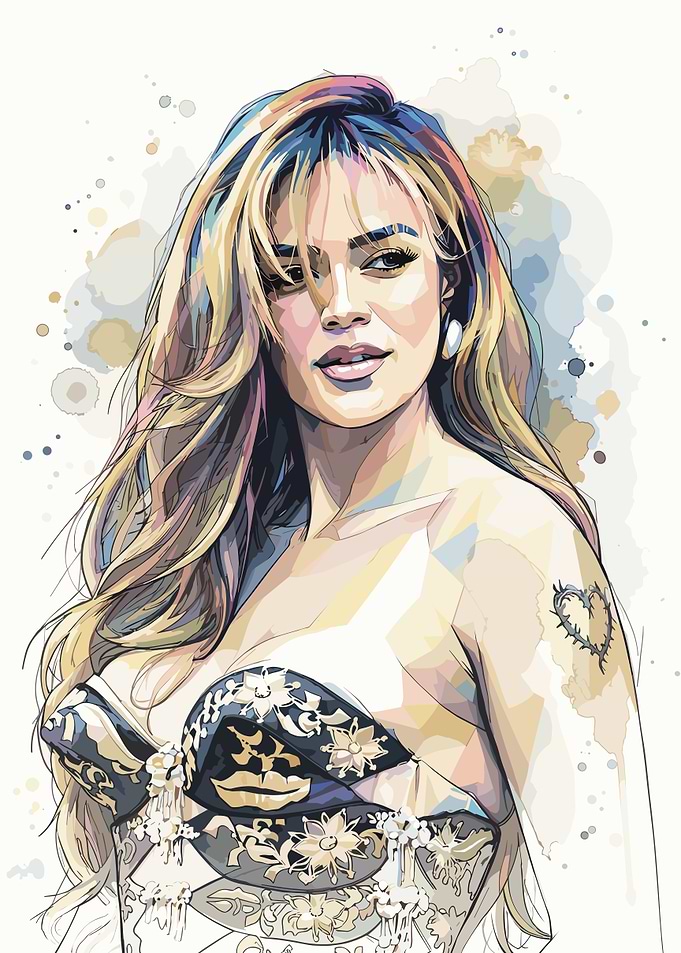 Karol G Watercolor Portrait Illustration