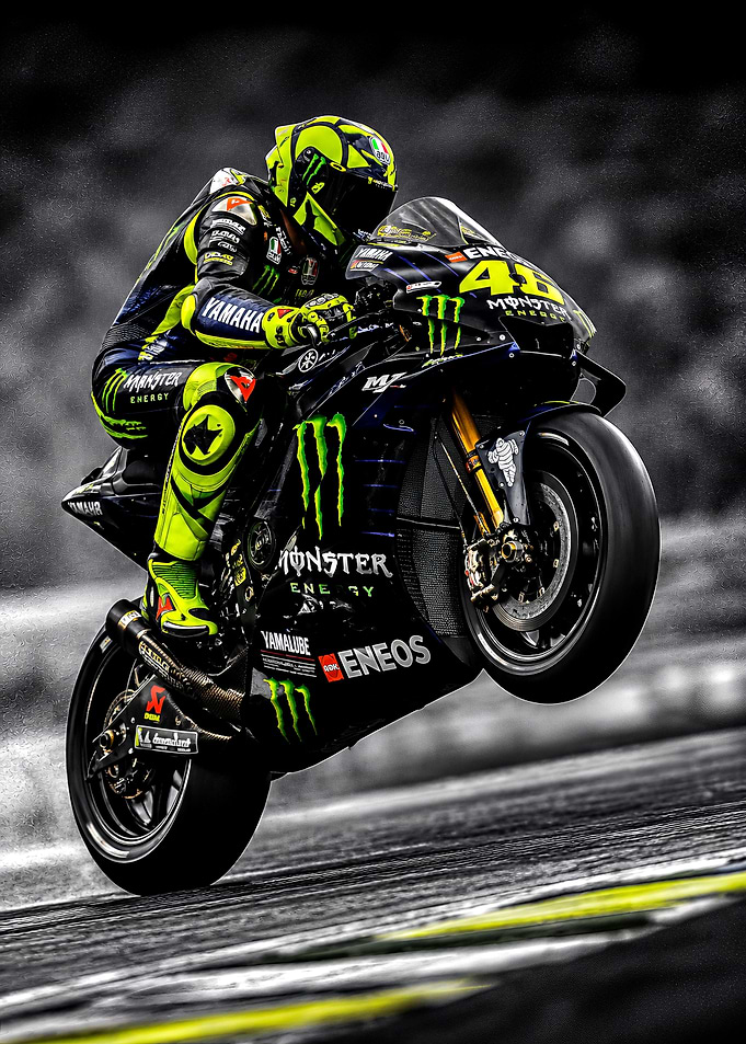Valentino Rossi Performing a Wheelie