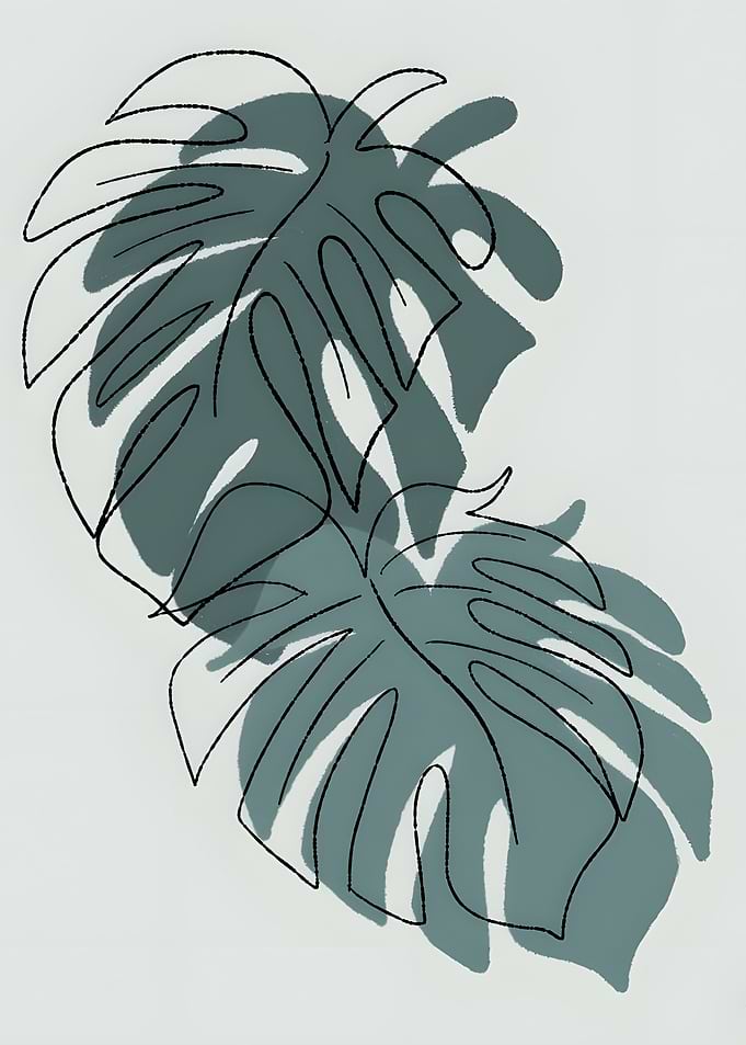 Minimalist Monstera Leaf Line Art