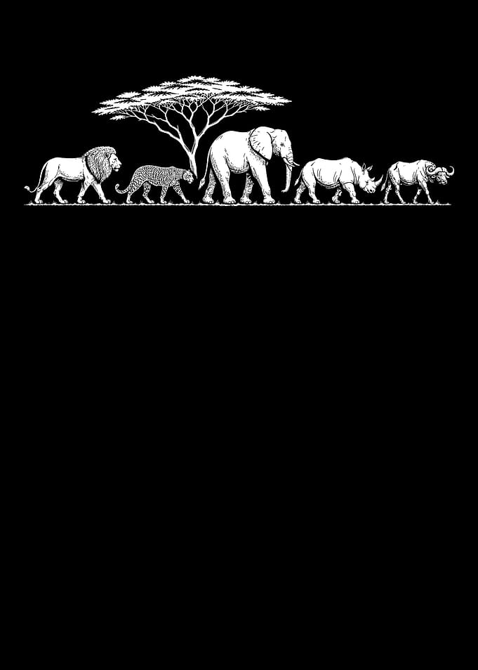 African Big Five Silhouette Illustration