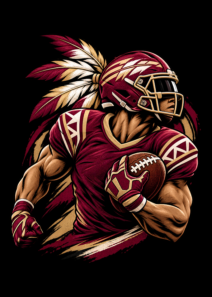 Football Player with Feather Headdress