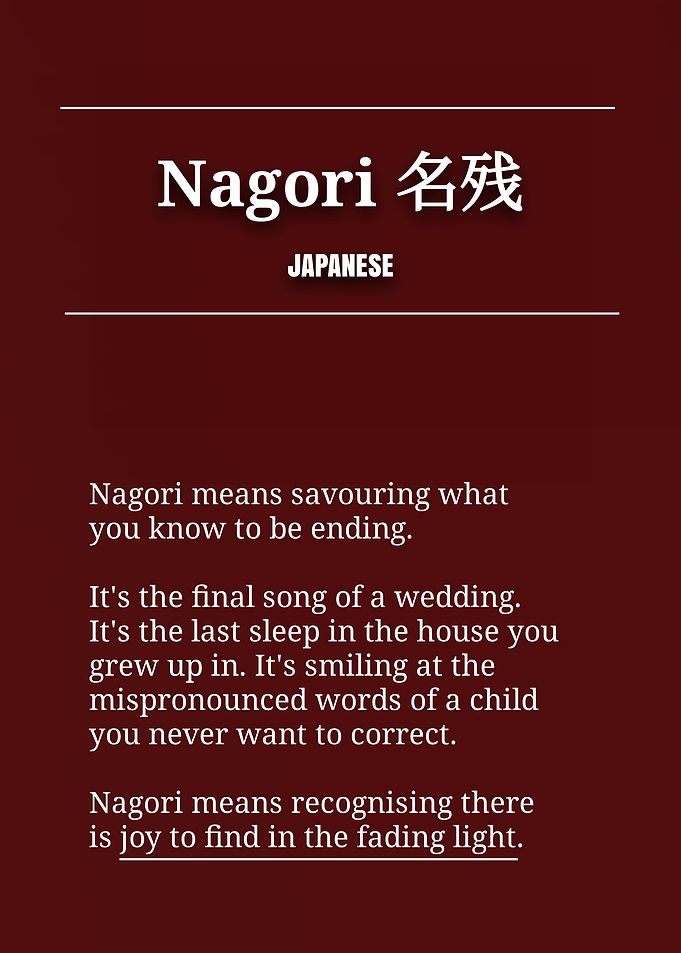 Nagori Japanese Word Definition Poster