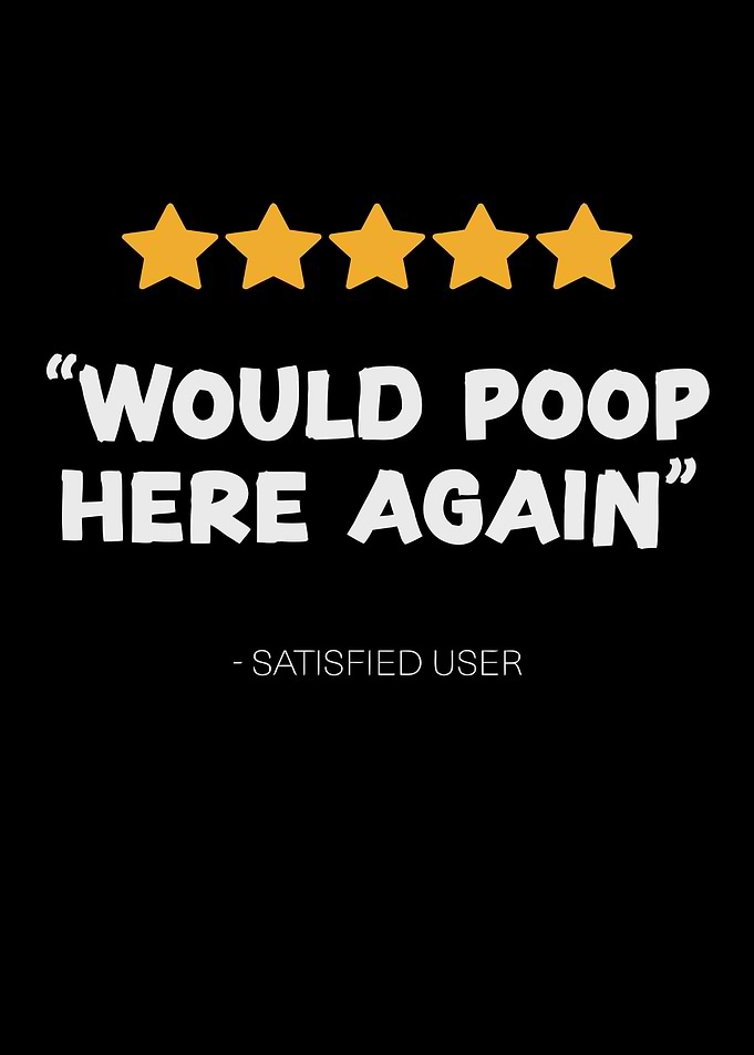 Funny Five Star Bathroom Review Sign