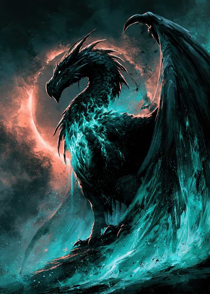 Majestic Dark Dragon with Glowing Aura