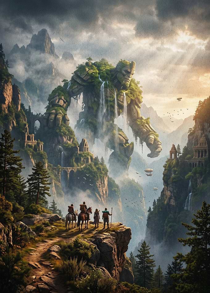 Giant Golem Fantasy Landscape Art