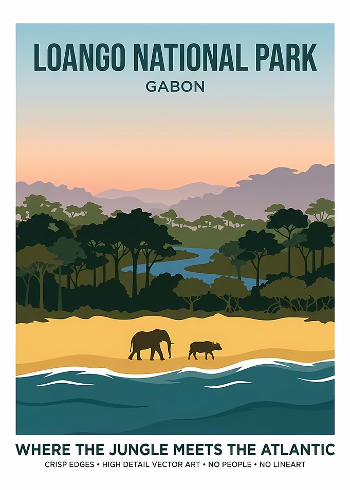 Loango National Park Travel Poster