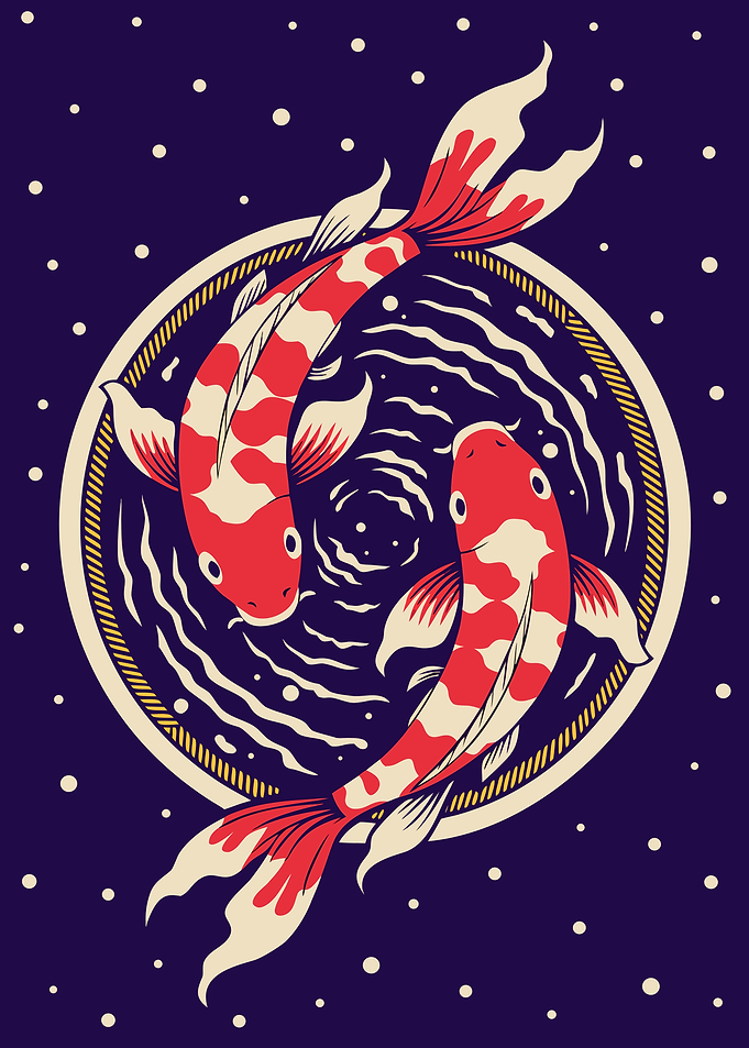 Koi Fish Yin Yang Illustration