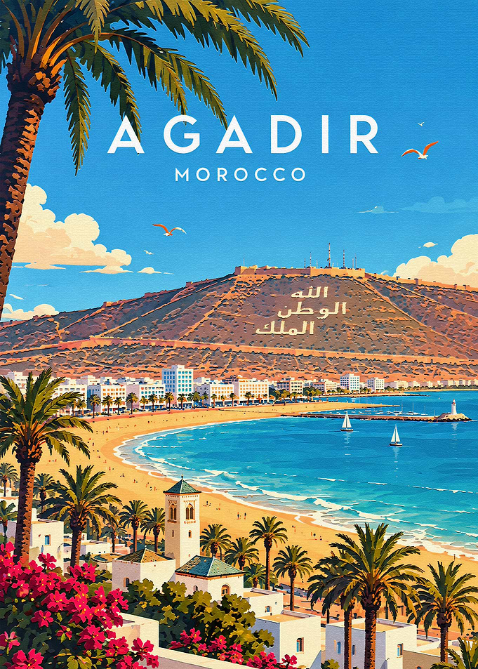 Agadir Morocco Vintage Travel Poster