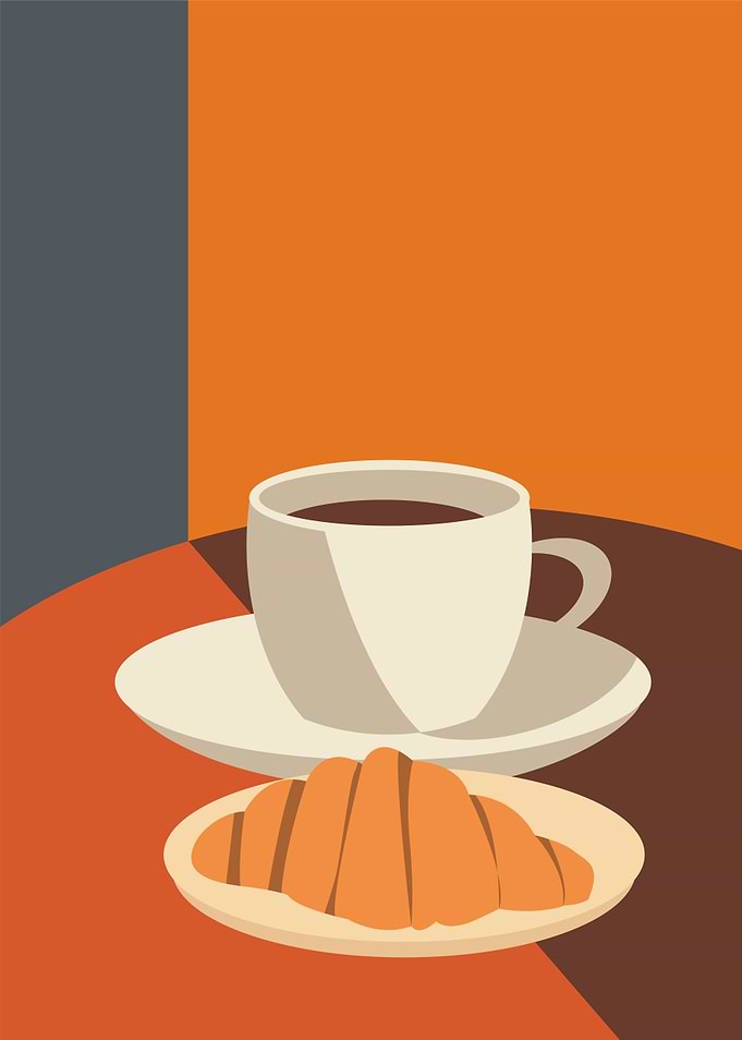 Minimalist Coffee and Croissant Illustration