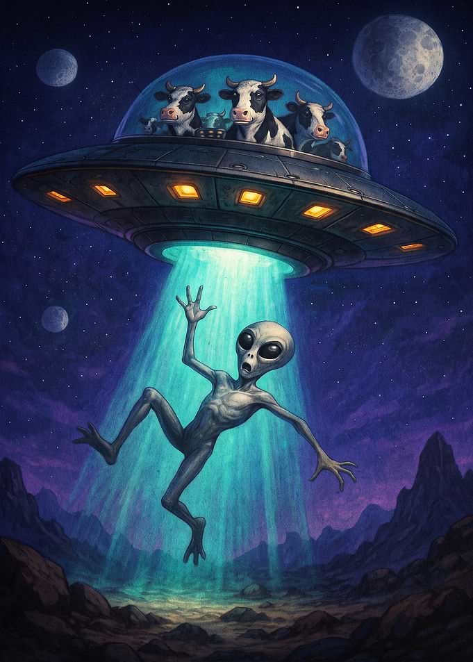 Alien Abduction Funny Space Art