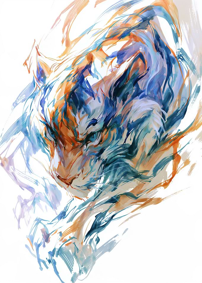 Colorful Inked Tiger