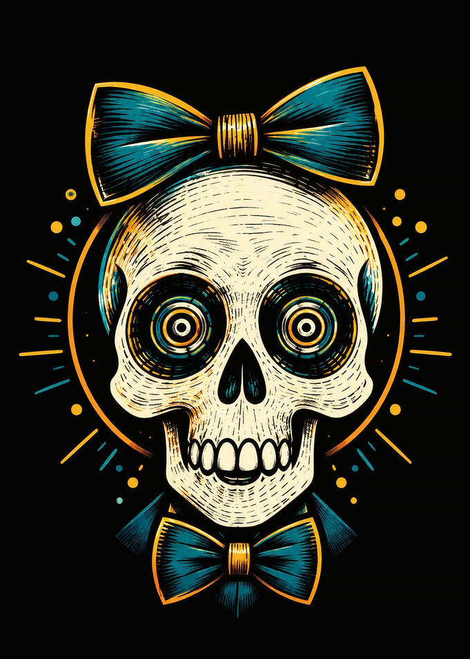 Dapper Skull with Bow Ties