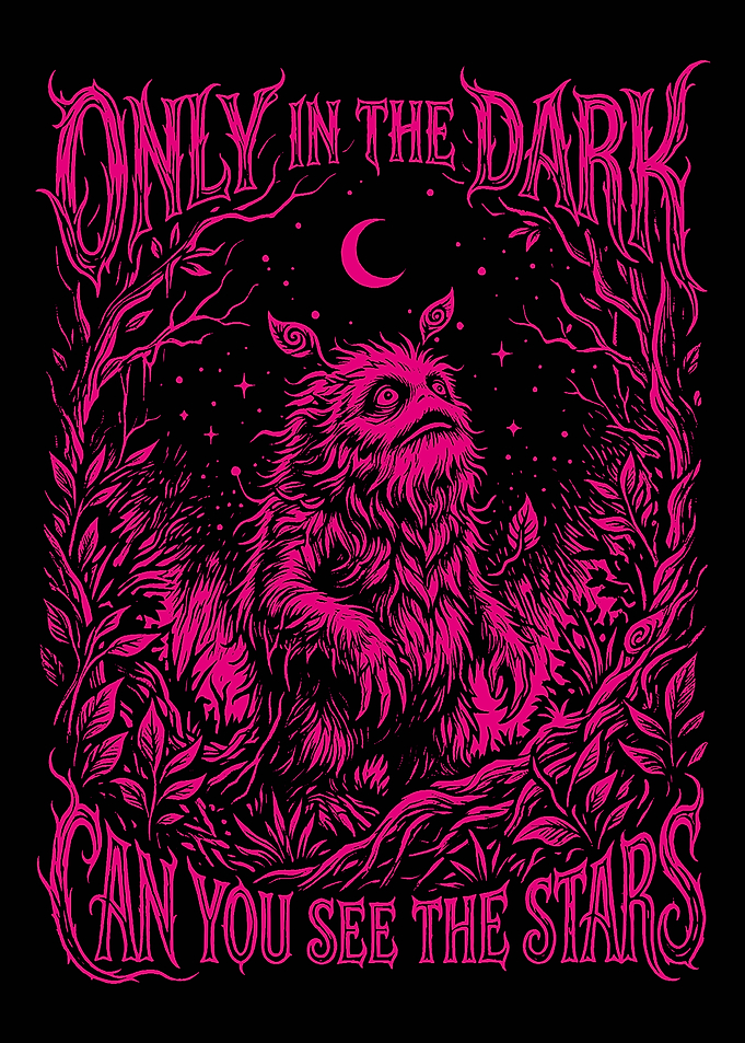 Only In The Dark Can You See The Stars – Neon Gothic Quote Art