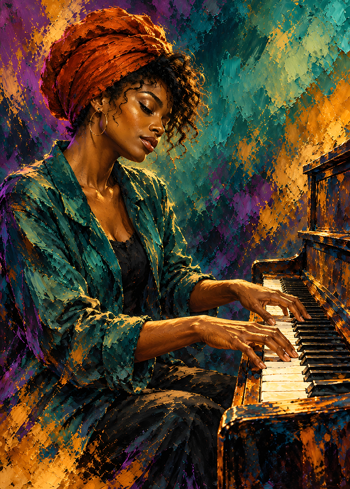 Woman Playing Piano Impressionist Art