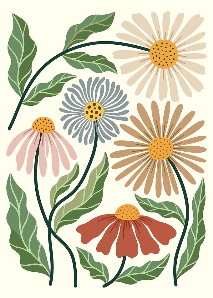 Boho Floral Botanical Illustration