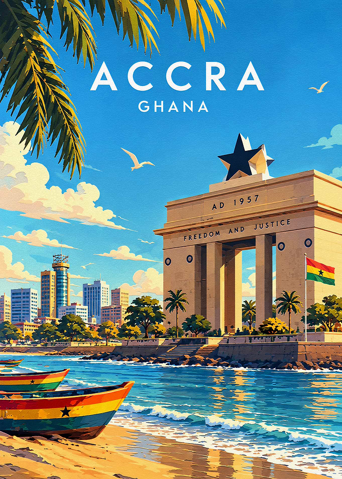 Accra Ghana Travel Poster