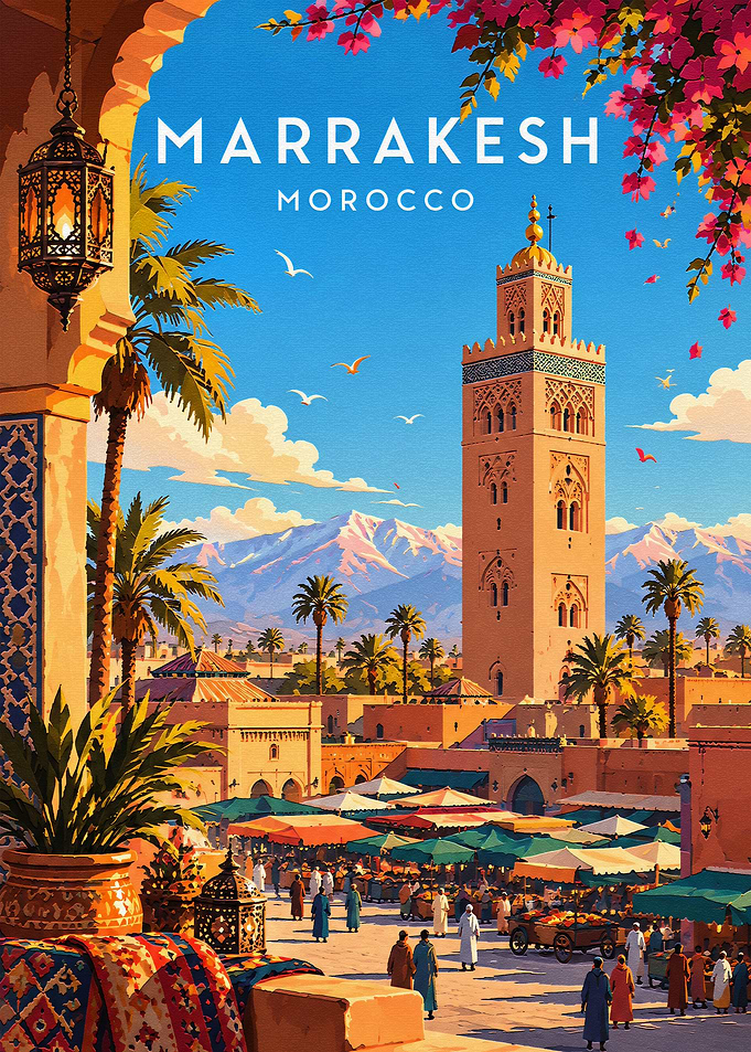 Marrakesh Morocco Travel Poster