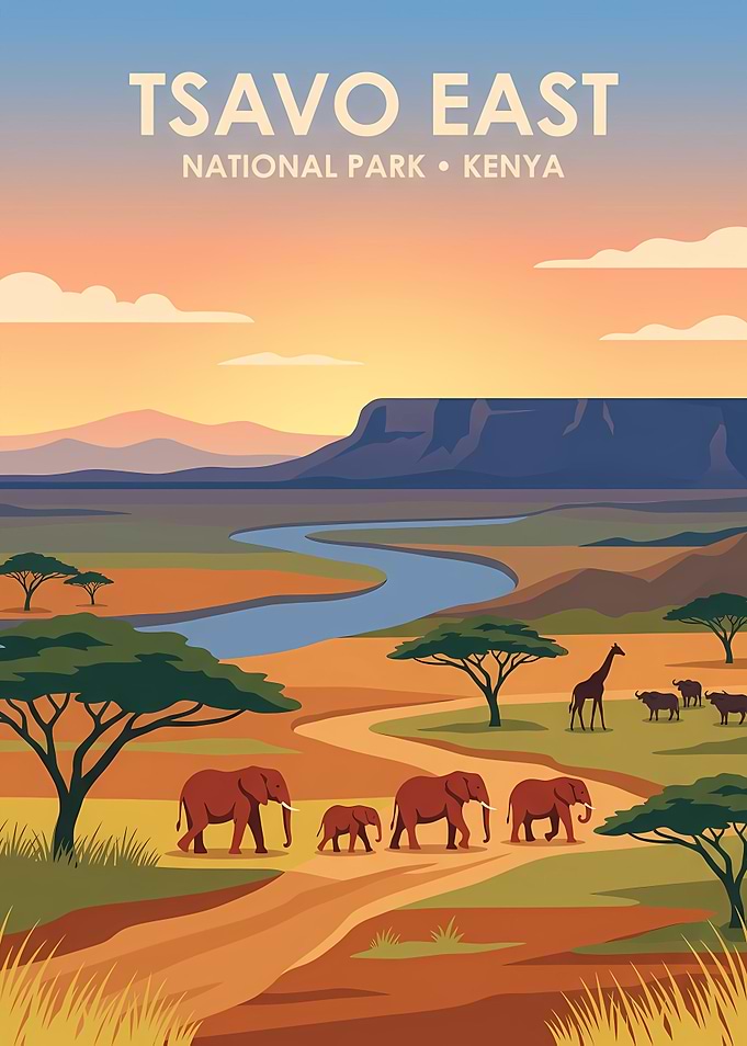 Tsavo East National Park Kenya Poster