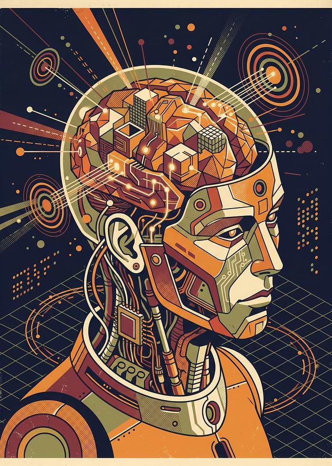 Futuristic Cyborg Brain Digital Art
