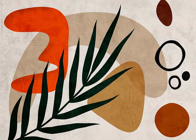 Abstract Botanical Mid-Century Modern Art