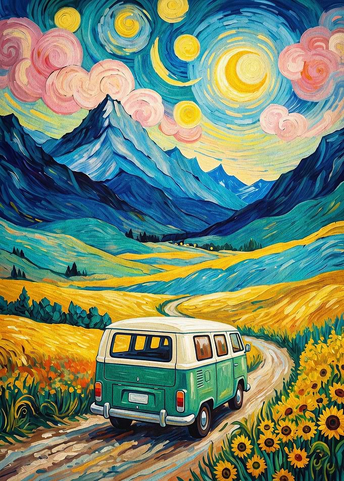 Van Gogh Van Mountain Impasto Art