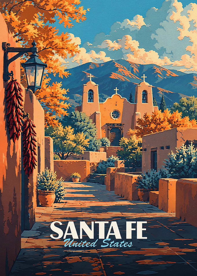 Santa Fe New Mexico Travel Poster