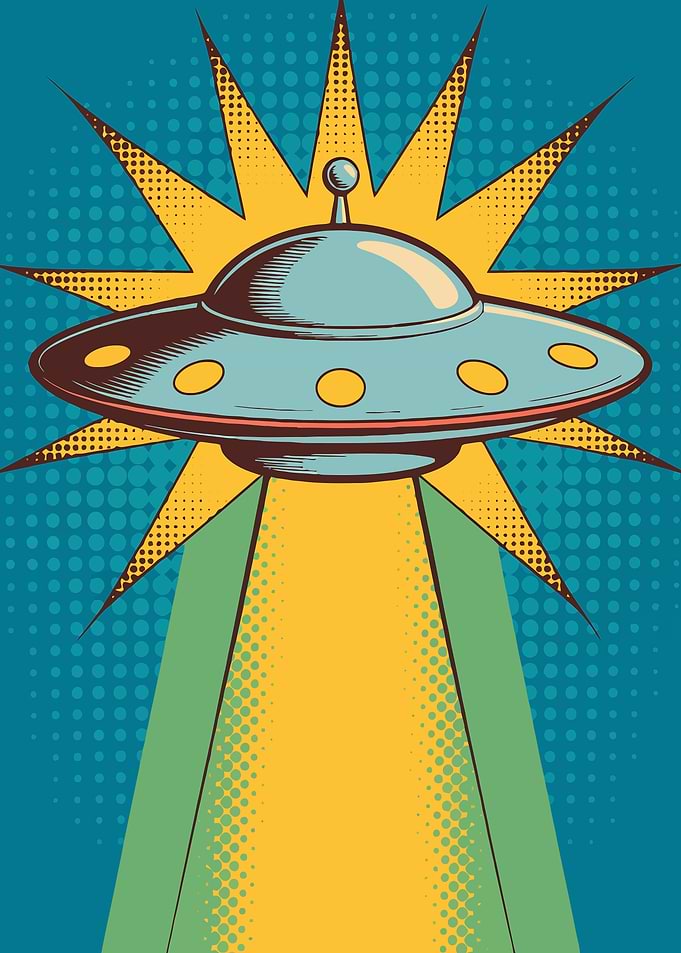 Retro Pop Art UFO Illustration