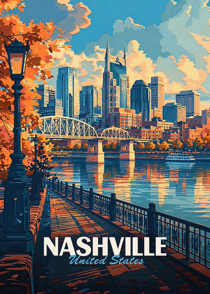 Nashville Skyline Travel Poster