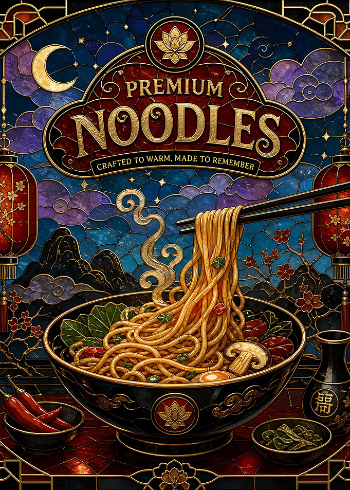 Premium Noodles Stained Glass Art