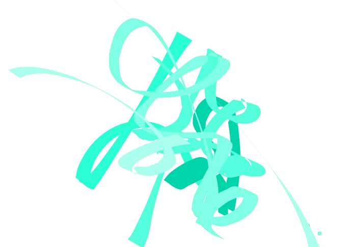 Abstract Teal Ribbon Swirls Minimalist Geometric Art