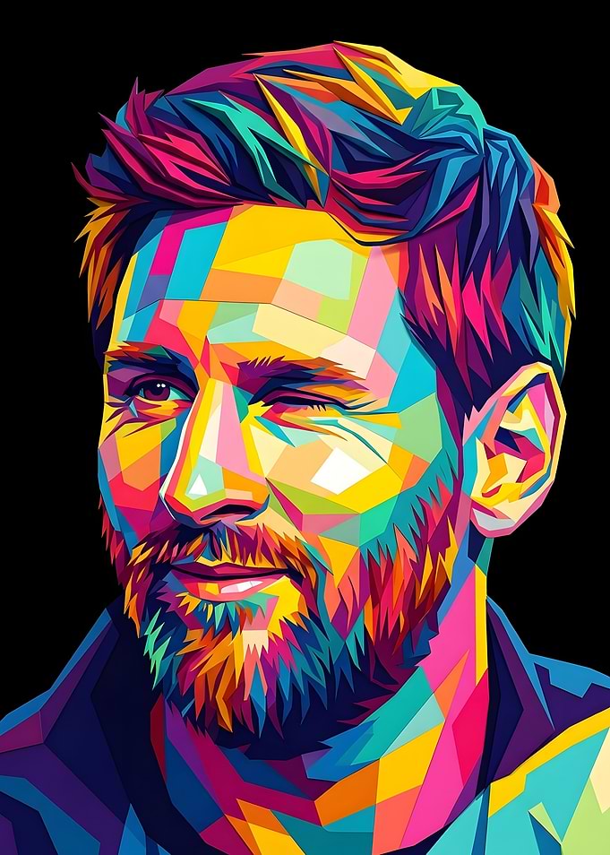 Colorful Geometric Portrait of Lionel Messi