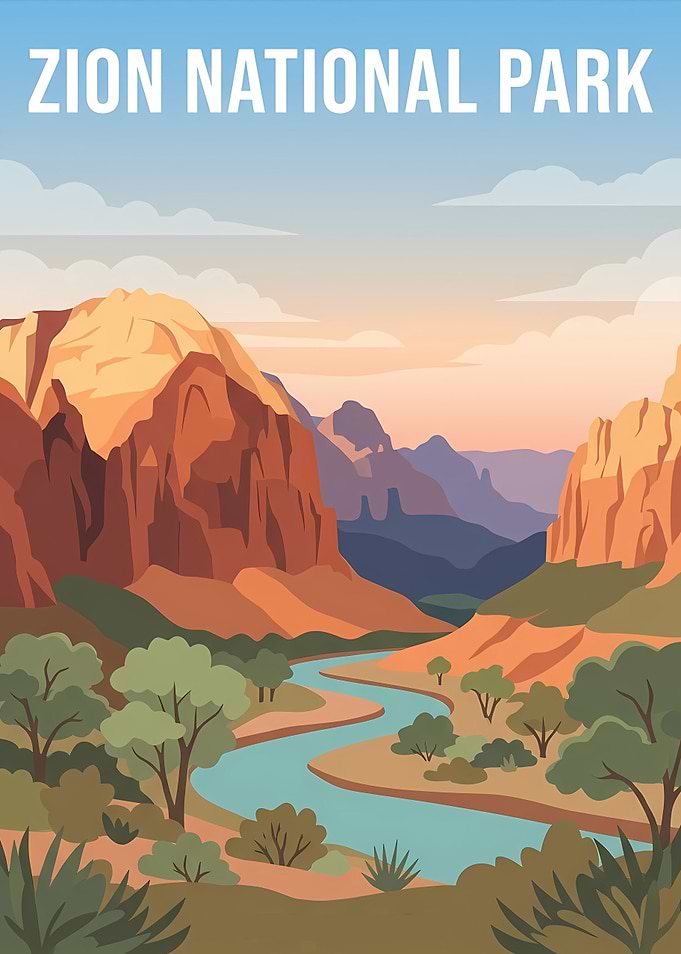 Zion National Park Travel Poster