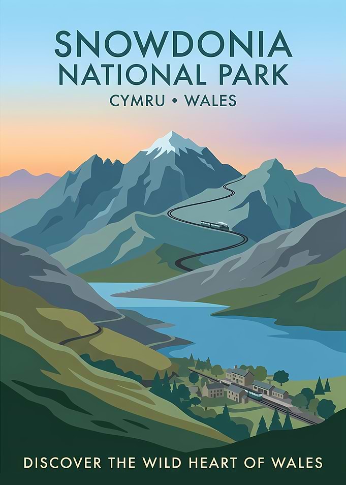 Snowdonia National Park Travel Poster