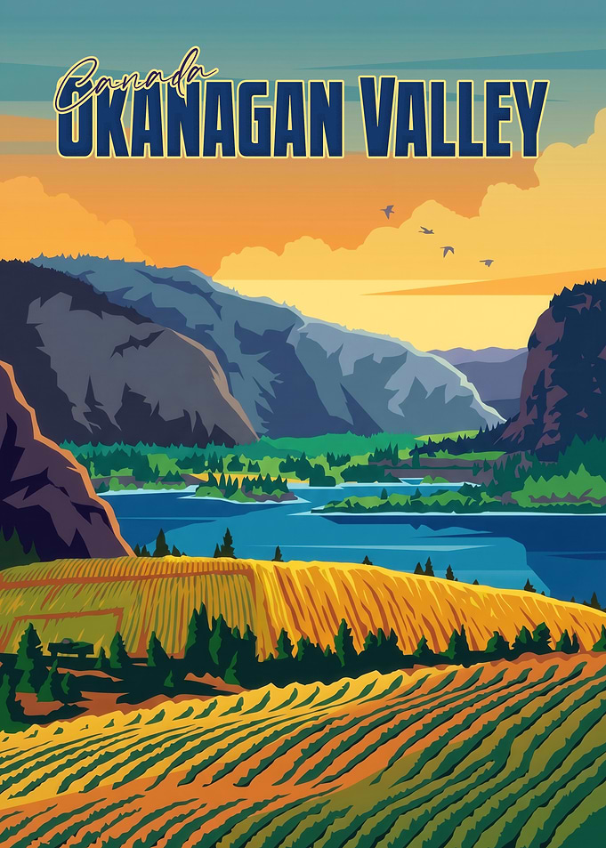 Okanagan Valley Canada Travel Poster