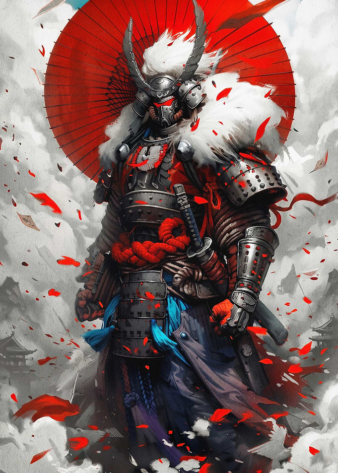 Samurai Warrior Red Sun Art
