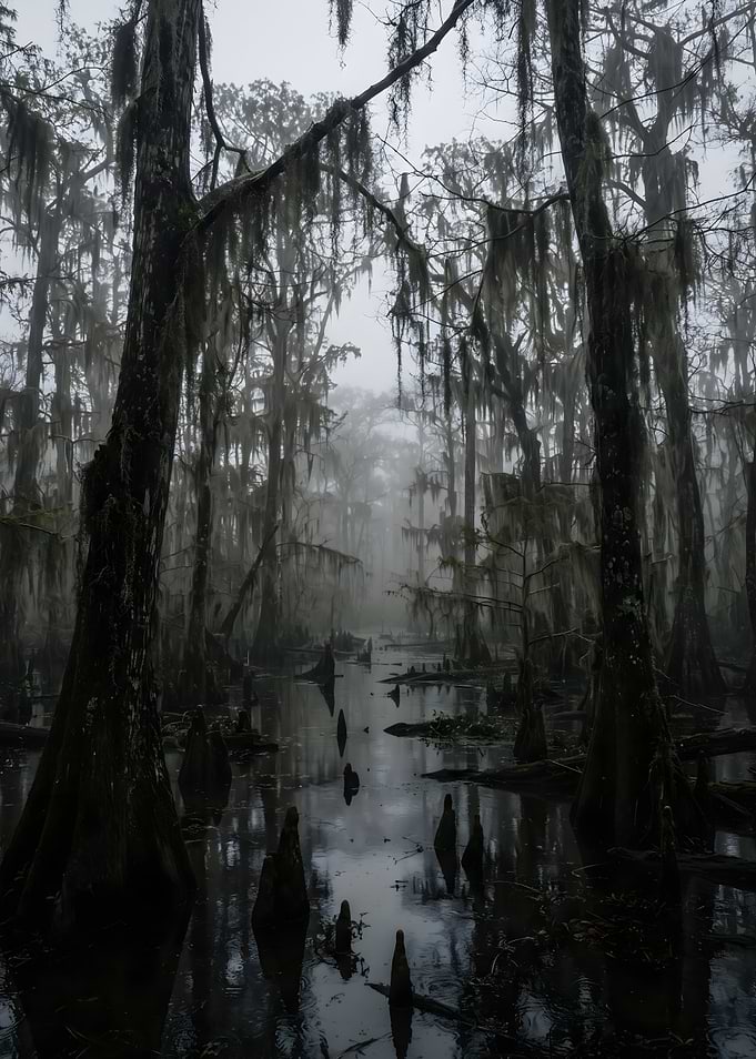 Misty Cypress Swamp Landscape
