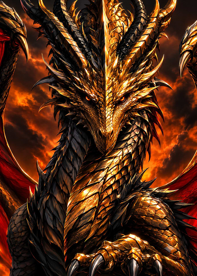 Majestic Giant Golden Dragon