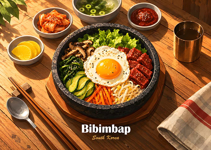 Traditional Korean Bibimbap Meal Set