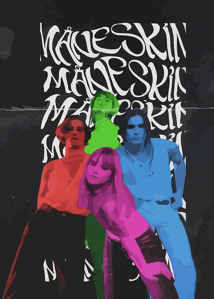 Måneskin Band Pop Art Poster